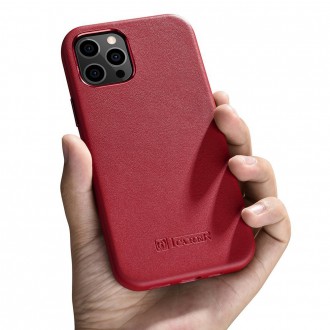 iCarer Case Leather genuine leather case for iPhone 12 Pro / iPhone 12 red (WMI1216-RD) (MagSafe compatible)