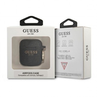 Guess GUA2SGGEK kryt AirPods černo/černý silikonový třpytivý
