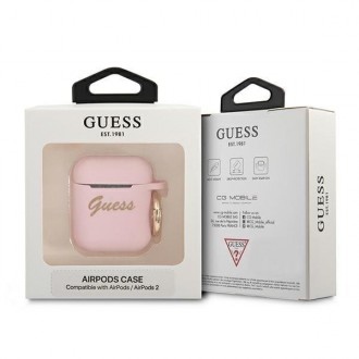 Guess GUA2SSSI kryt AirPods růžový/růžový silikonový Vintage Script