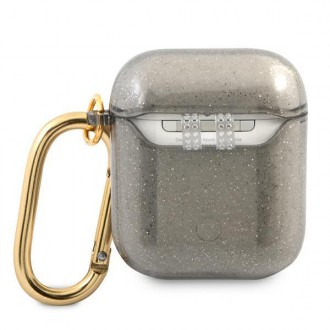 Guess GUA2UCG4GK kryt AirPods black/black Glitter Collection