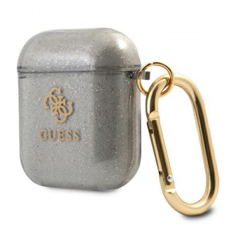Guess GUA2UCG4GK kryt AirPods black/black Glitter Collection