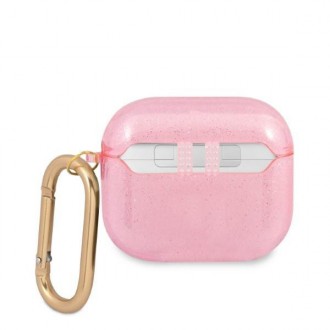 Guess GUA3UCG4GP kryt AirPods 3 růžový/růžový Glitter Collection