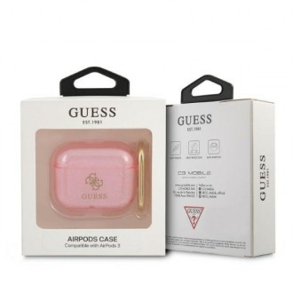 Guess GUA3UCG4GP kryt AirPods 3 růžový/růžový Glitter Collection