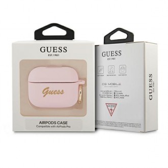 Guess GUAPSSSI AirPods Pro kryt růžový/růžový silikonový Vintage Script