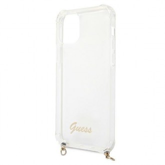 Guess GUHCP12LKC4GSGO iPhone 12 Pro Max 6,7&quot; průhledný pevný obal 4G zlatý řetízek
