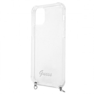 Guess GUHCP12LKC4GSSI iPhone 12 Pro Max 6,7&quot; průhledný pevný obal 4G stříbrný řetízek