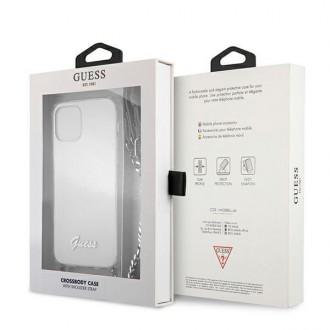 Guess GUHCP12LKC4GSSI iPhone 12 Pro Max 6,7&quot; průhledný pevný obal 4G stříbrný řetízek