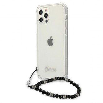 Guess GUHCP12LKPSBK iPhone 12 Pro Max 6,7&quot; průhledný pevný obal Black Pearl