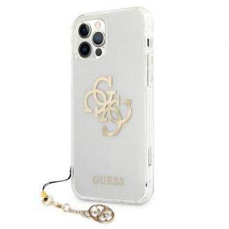 Guess GUHCP12LKS4GGO iPhone 12 Pro Max 6,7&quot; průhledný pevný obal 4G Gold Charms Collection