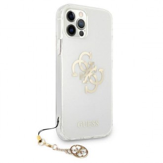 Guess GUHCP12LKS4GGO iPhone 12 Pro Max 6,7&quot; průhledný pevný obal 4G Gold Charms Collection