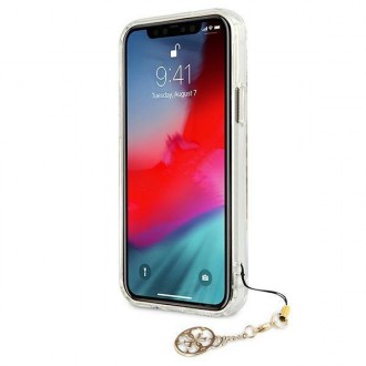 Guess GUHCP12LKS4GGO iPhone 12 Pro Max 6,7&quot; průhledný pevný obal 4G Gold Charms Collection