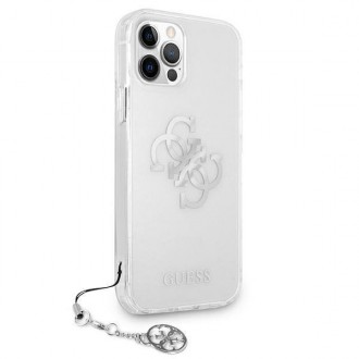 Guess GUHCP12LKS4GSI iPhone 12 Pro Max 6,7&quot; průhledný pevný obal 4G Silver Charms Collection