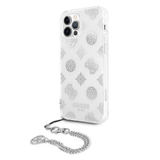 Guess GUHCP12LKSPESI iPhone 12 Pro Max 6,7&quot; stříbrný/stříbrný pevný obal Peony Chain Collection