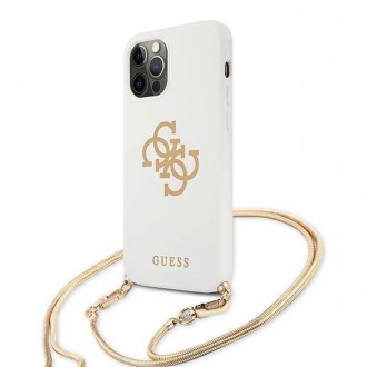 Guess GUHCP12LLSC4GWH iPhone 12 Pro Max 6,7&quot; bílý/bílý pevný obal 4G Gold Chain Collection