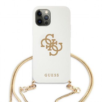 Guess GUHCP12LLSC4GWH iPhone 12 Pro Max 6,7&quot; bílý/bílý pevný obal 4G Gold Chain Collection