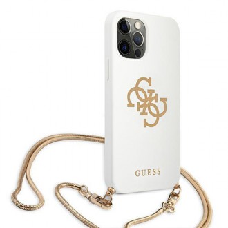 Guess GUHCP12LLSC4GWH iPhone 12 Pro Max 6,7&quot; bílý/bílý pevný obal 4G Gold Chain Collection