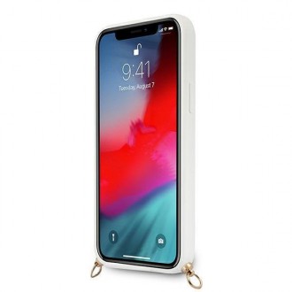 Guess GUHCP12LLSC4GWH iPhone 12 Pro Max 6,7&quot; bílý/bílý pevný obal 4G Gold Chain Collection