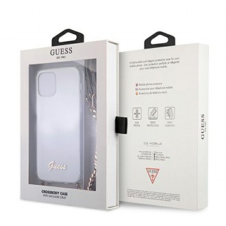 Guess GUHCP12MKC4GSGO iPhone 12/12 Pro 6,1&quot; průhledné pevné pouzdro 4G zlatý řetěz