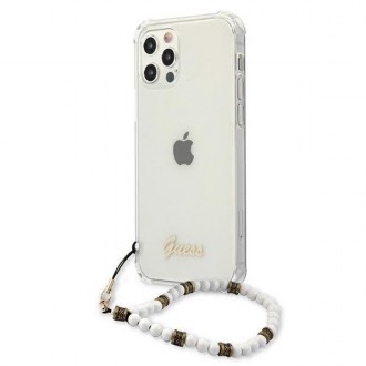 Guess GUHCP12MKPSWH iPhone 12/12 Pro 6,1&quot; průhledné pevné pouzdro White Pearl