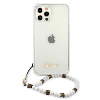 Guess GUHCP12MKPSWH iPhone 12/12 Pro 6,1&quot; průhledné pevné pouzdro White Pearl