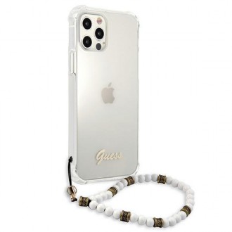Guess GUHCP12MKPSWH iPhone 12/12 Pro 6,1&quot; průhledné pevné pouzdro White Pearl
