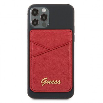 Slot na kartu Guess Wallet GUWMSSASLRE MagSafe Saffiano červená/červená
