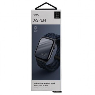 UNIQ pasek Aspen Apple Watch 40/38/41mm Series 4/5/6/7/8/SE/SE2 Braided niebieski/oxford blue