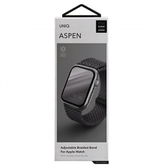 UNIQ pasek Aspen Apple Watch 40/38/41mm Series 4/5/6/7/8/SE/SE2 Braided szary/granite grey
