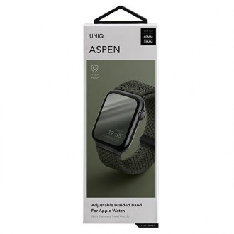 UNIQ pasek Aspen Apple Watch 40/38/41mm Series 4/5/6/7/8/SE/SE2 Braided zielony/cypress green