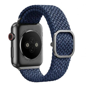 UNIQ pasek Aspen Apple Watch 44/42/45mm Series 4/5/6/7/8/SE/SE2 Braided niebieski/oxford blue