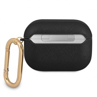 Guess GUAPSASMK AirPods Pro kryt black/black Saffiano Script Metal Collection