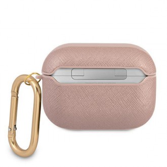 Kryt Guess GUAPSASMP AirPods Pro růžový/růžový Saffiano Script Metal Collection