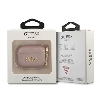 Kryt Guess GUAPSASMP AirPods Pro růžový/růžový Saffiano Script Metal Collection