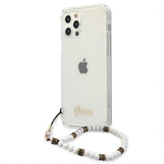 Guess GUHCP12LKPSWH iPhone 12 Pro Max 6,7&quot; průhledné pevné pouzdro White Pearl