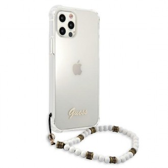 Guess GUHCP12LKPSWH iPhone 12 Pro Max 6,7&quot; průhledné pevné pouzdro White Pearl