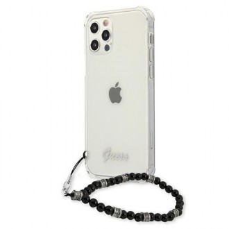 Guess GUHCP12MKPSBK iPhone 12/12 Pro 6,1&quot; průhledné pevné pouzdro Black Pearl