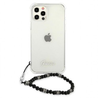 Guess GUHCP12MKPSBK iPhone 12/12 Pro 6,1&quot; průhledné pevné pouzdro Black Pearl