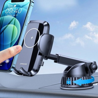 Joyroom Wireless Charger Car Mount Phone Bracket Dashboard Qi Charger 15 W black (JR-ZS241)