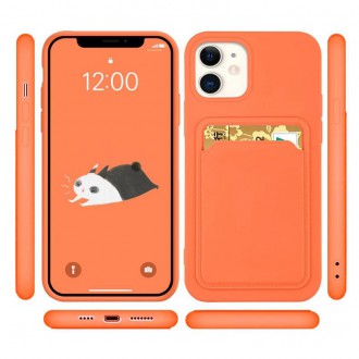 Card Case Silicone Wallet Case with Card Slot Documents for iPhone 12 Pro Orange