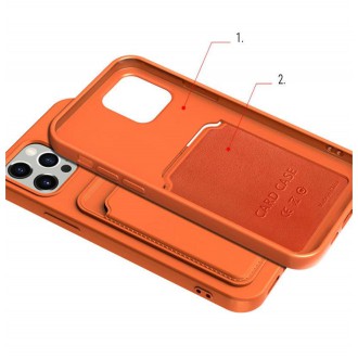Card Case Silicone Wallet with Card Slot Documents for iPhone 13 mini orange