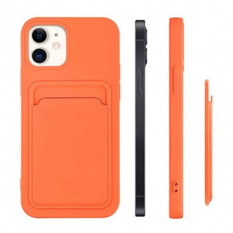 Card Case Silicone Wallet with Card Slot Documents for iPhone 13 mini orange