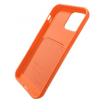 Card Case Silicone Wallet Case with Card Slot Documents for iPhone 13 Pro Max Orange