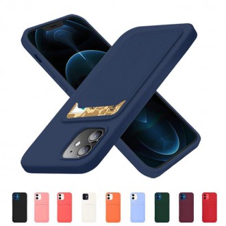 Card Case Silicone Wallet Case with Card Slot Documents for Samsung Galaxy S21 Ultra 5G Navy Blue