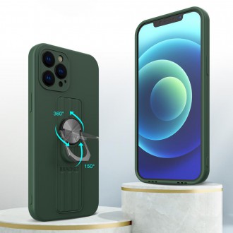 Ring Case silicone case with finger grip and stand for Xiaomi Redmi 10X 4G / Xiaomi Redmi Note 9 dark green