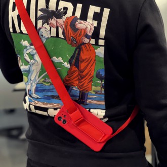 Rope case Gel Lanyard Cover with Chain Purse Lanyard Xiaomi Redmi 10X 4G / Xiaomi Redmi Note 9 red