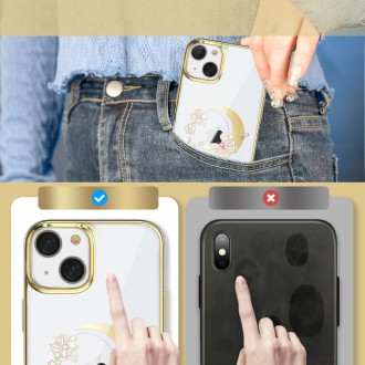 Kingxbar Moon Series luxury case with Swarovski crystals for iPhone 13 gold (Butterfly)