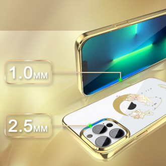 Kingxbar Moon Series luxury case with Swarovski crystals for iPhone 13 Pro gold (Butterfly)