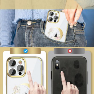 Kingxbar Moon Series luxury case with Swarovski crystals for iPhone 13 Pro gold (Butterfly)