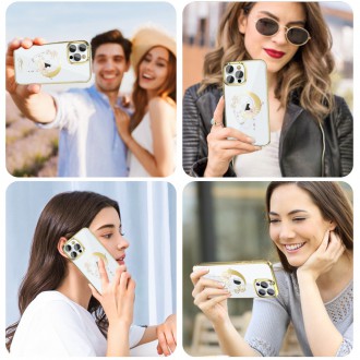 Kingxbar Moon Series luxury case with Swarovski crystals for iPhone 13 Pro gold (Butterfly)