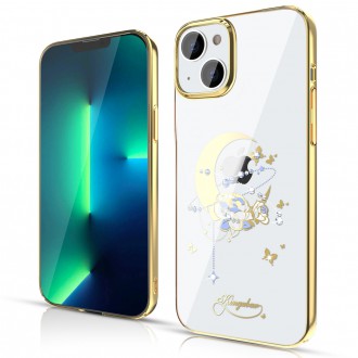 Kingxbar Moon Series luxury case with Swarovski crystals for iPhone 13 gold (Flower)